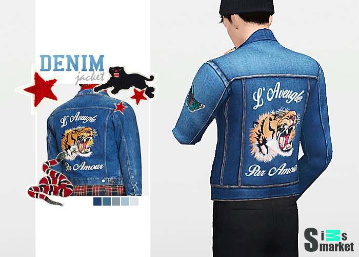 Комплект "Denim Jacket" для Симс 4 для Симс 4. Скачать мод