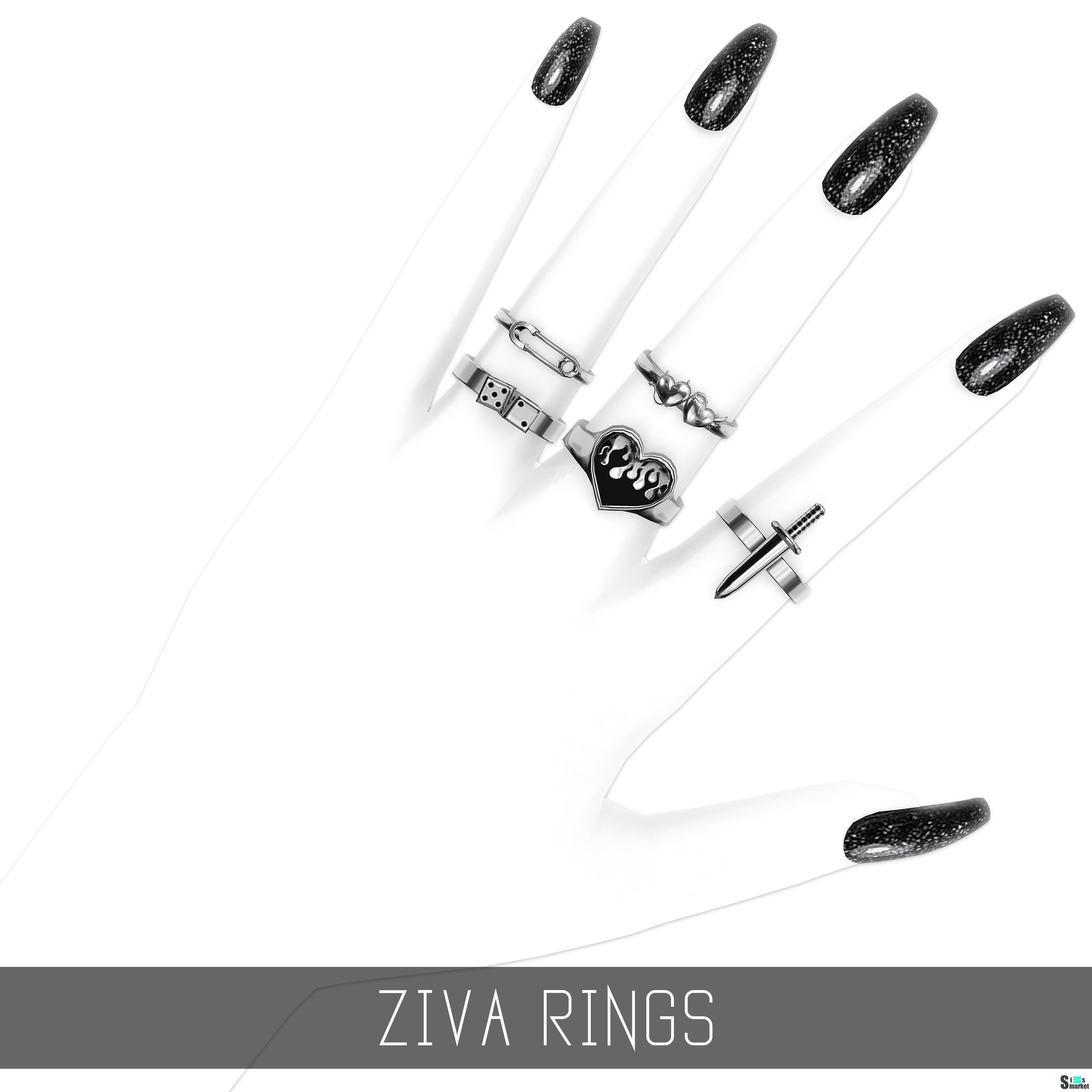 Комплект колец "ZIVA RINGS" для Симс 4 для Симс 4. Скачать мод