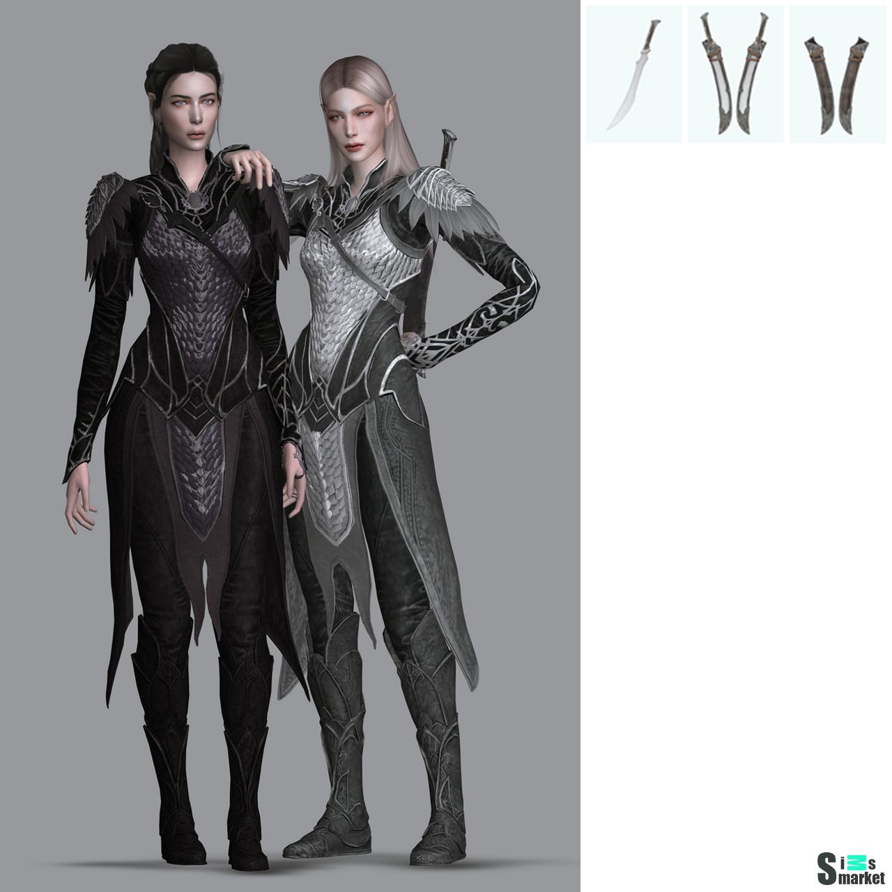 Комплект одежды "Eltariel" + оружие для Симс 4. Скачать мод Комплект одежды "Eltariel" + оружие для Симс 4. Скачать мод