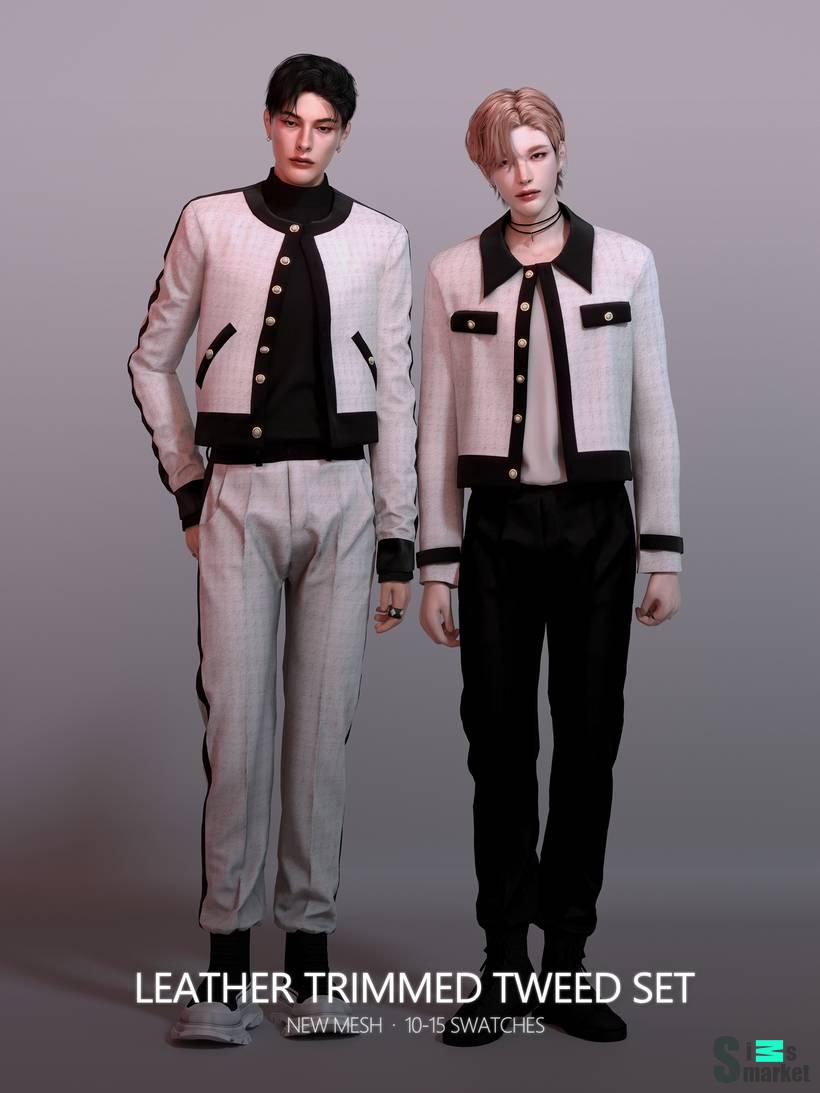 Комплект одежды "Leather Trimmed Tweed Set" для Симс 4 для Симс 4. Скачать мод