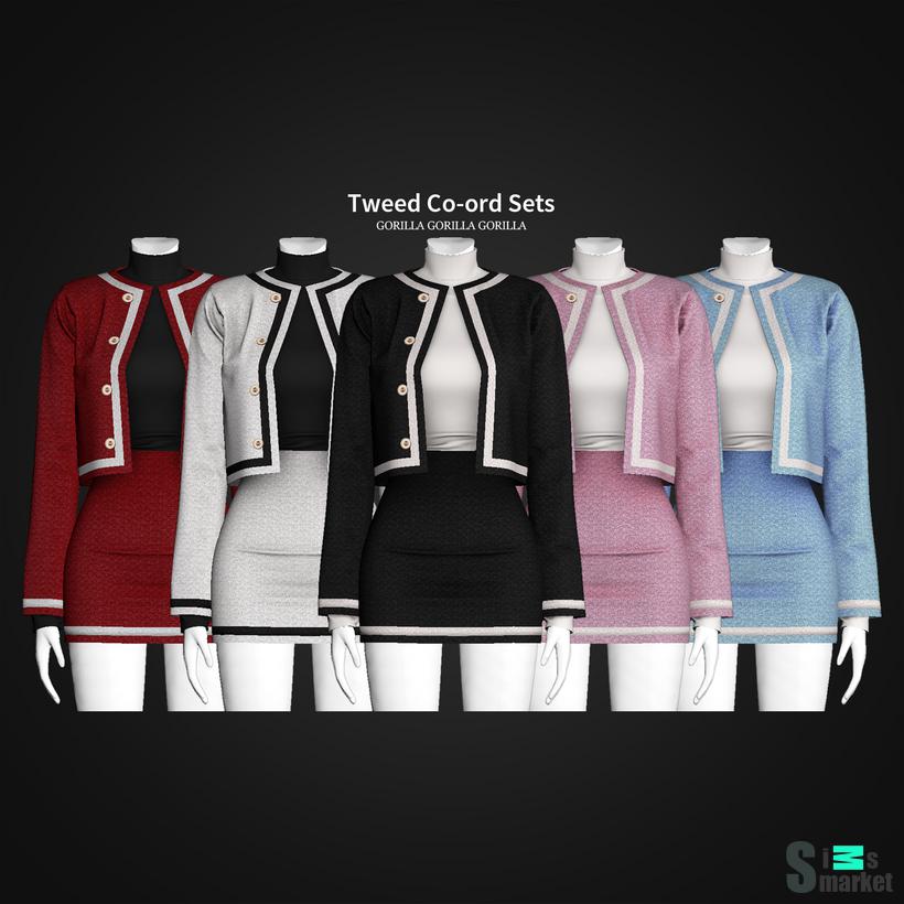 Комплект одежды "Tweed Co-ord Sets" для Симс 4 для Симс 4. Скачать мод
