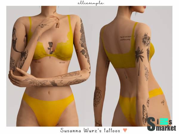 Комплект тату "susanna wurzs tattoos" для Симс 4 для Симс 4. Скачать мод