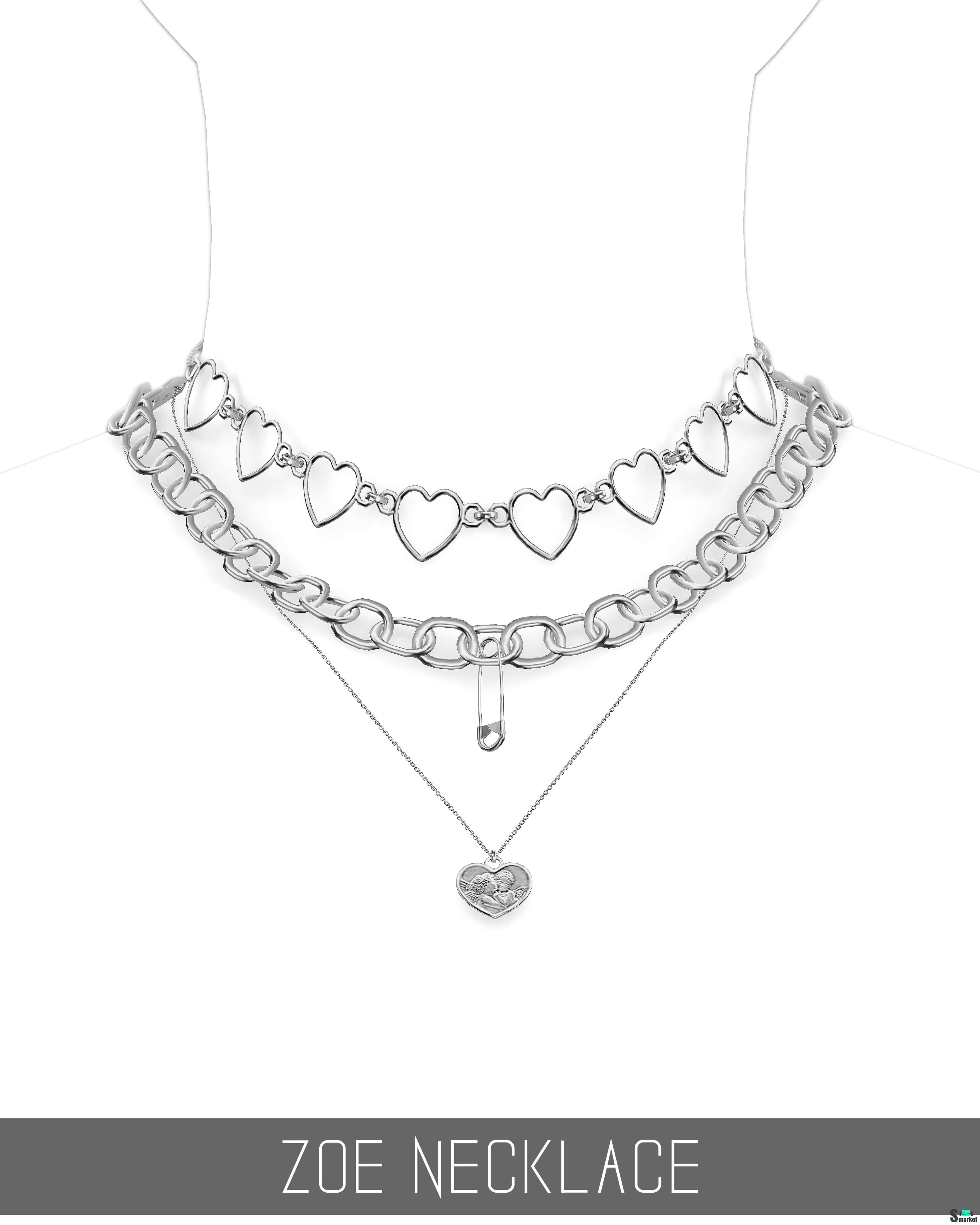 Комплект украшений "ZOE NECKLACE" для Симс 4 для Симс 4. Скачать мод