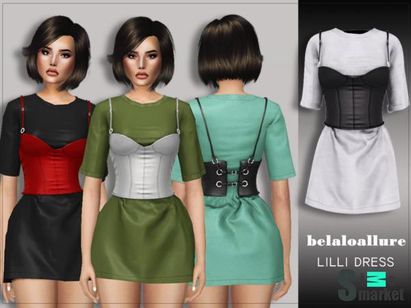 Короткое платье belaloallure_lilie dress от belal1997 для Симс 4. Скачать мод