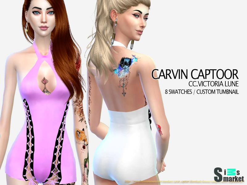 Короткое платье Victoria Lune от Carvin Captor для Симс 4. Скачать мод