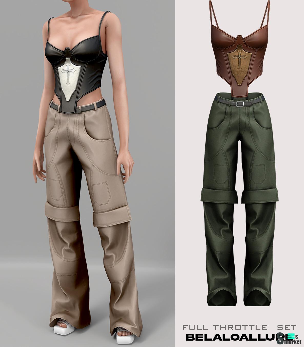 Корсет и штаны для симочек "full throttle set" для Симс 4. Скачать мод