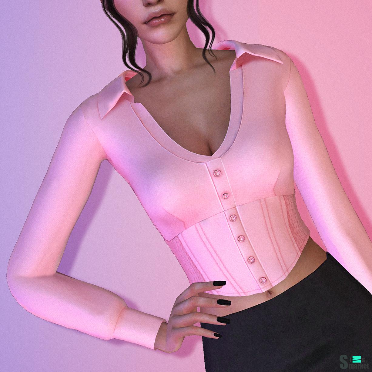 Корсетная рубашка - длинные рукава для Симс 4. Скачать мод