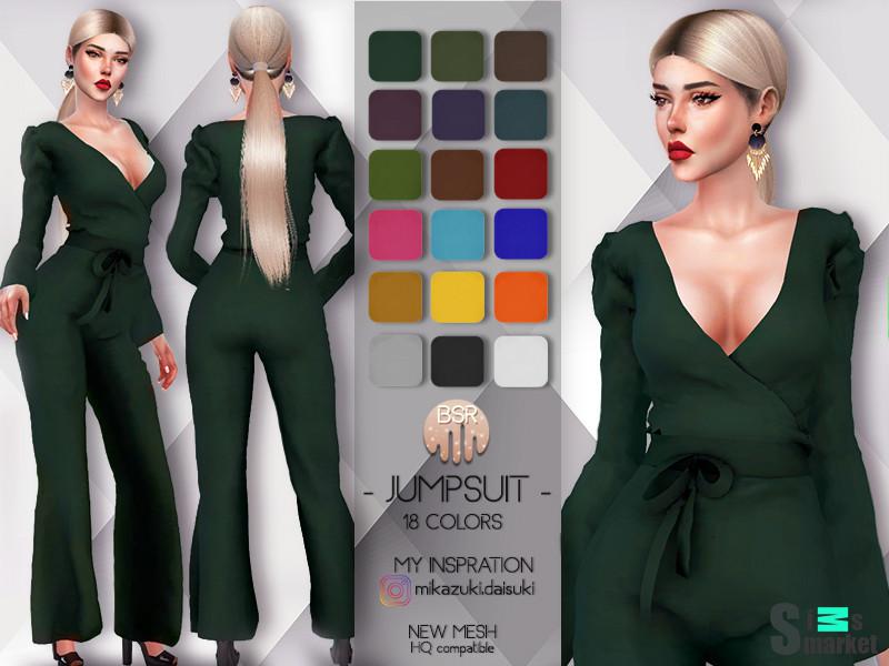 Костюм Jumpsuit от busra-tr для Симс 4. Скачать мод