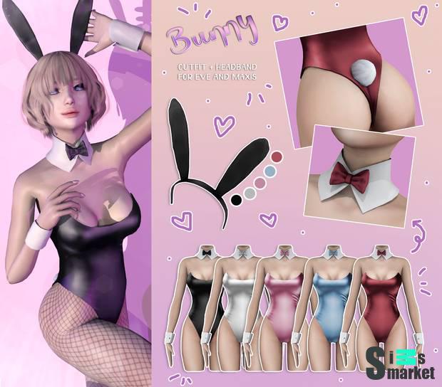 Костюм зайчика "Bunny Outfit and Headband" для Симс 4 для Симс 4. Скачать мод
