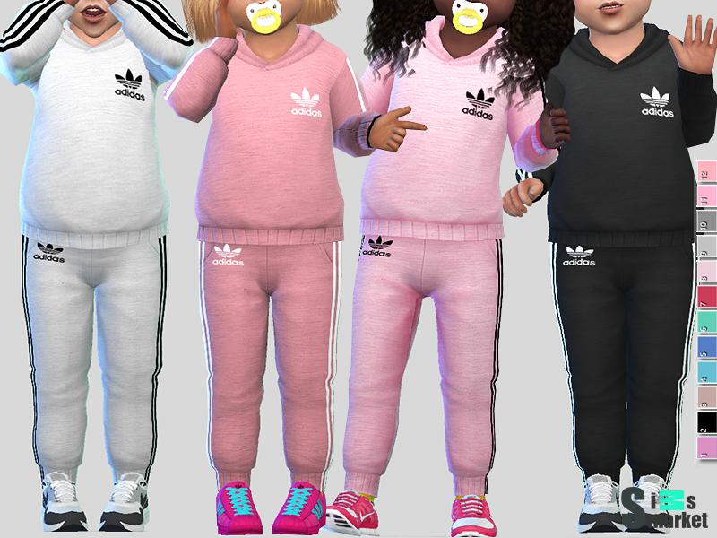 Костюмчик Adidas для малышей by Pinkzombiecupcakes для Симс 4. Скачать мод