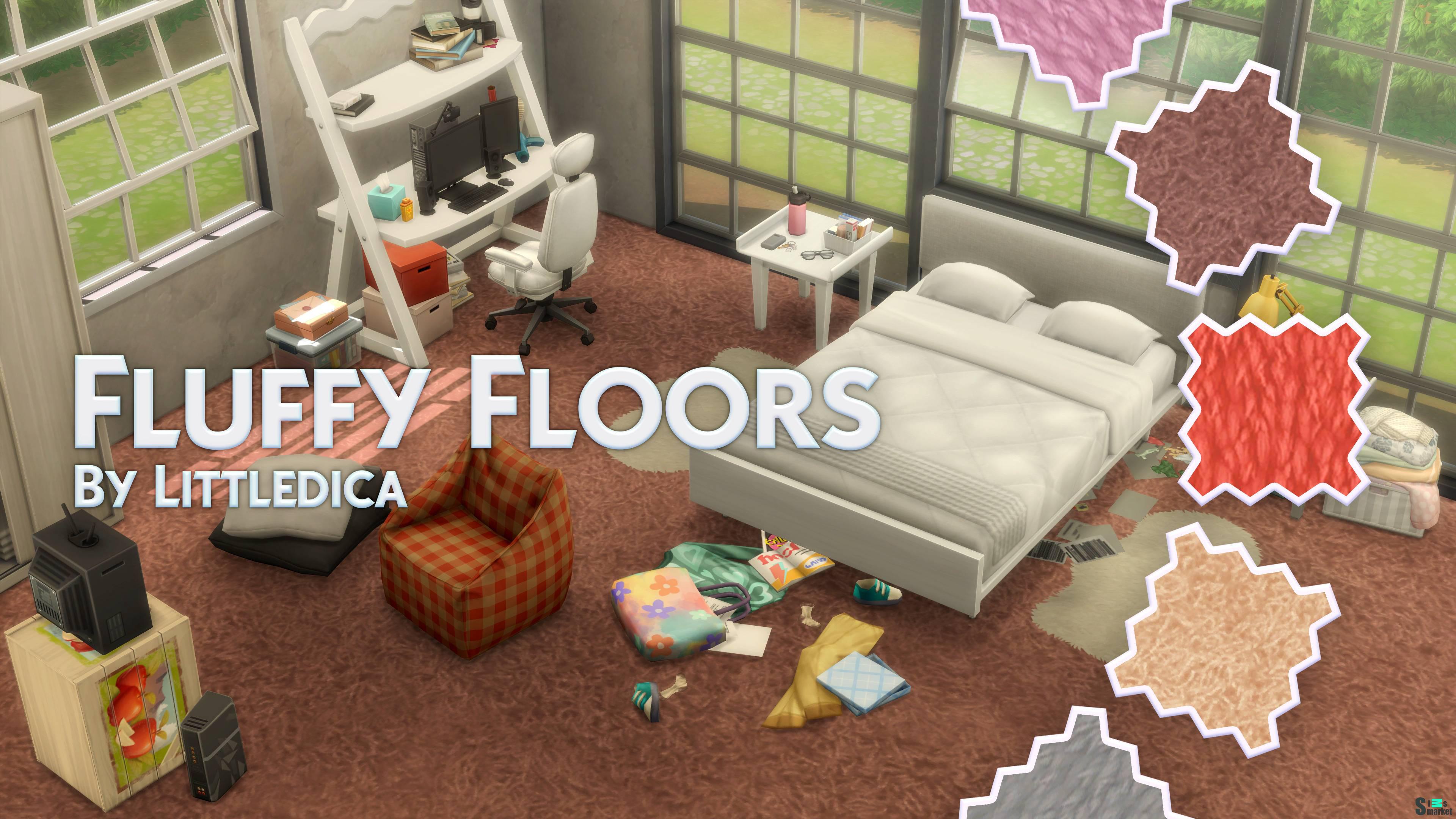 Ковровые кокрытия "Fluffy Floors" для Симс 4 для Симс 4. Скачать мод