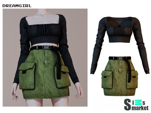 Красивый сет для симки топ и юбка для Симс 4. Скачать мод