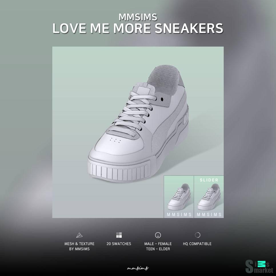 Кроссовки "Love me more Sneakers Slider" для Симс 4 для Симс 4. Скачать мод