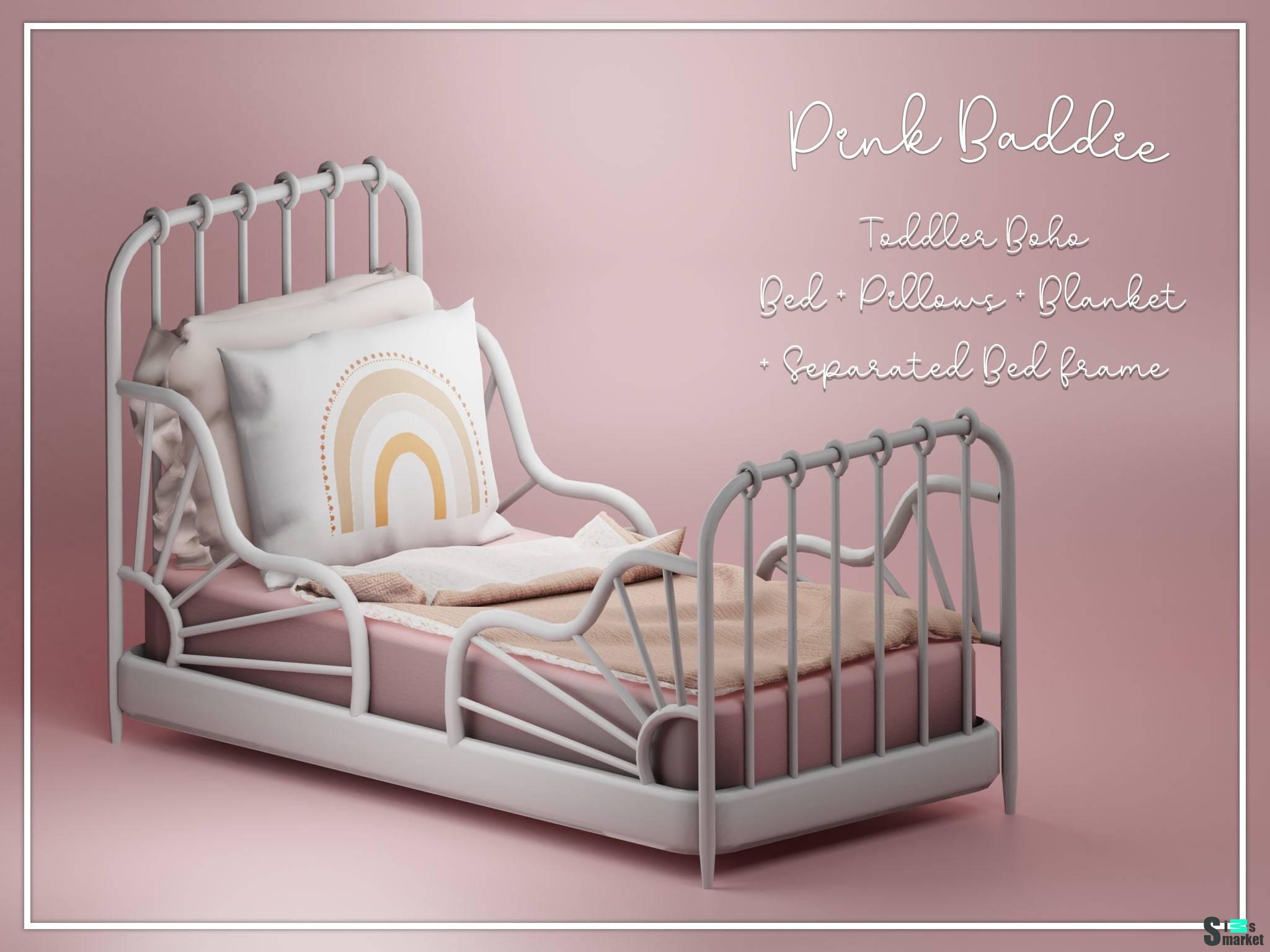 Кровать для тоддлеров "Boho Toddler Set" для Симс 4 для Симс 4. Скачать мод