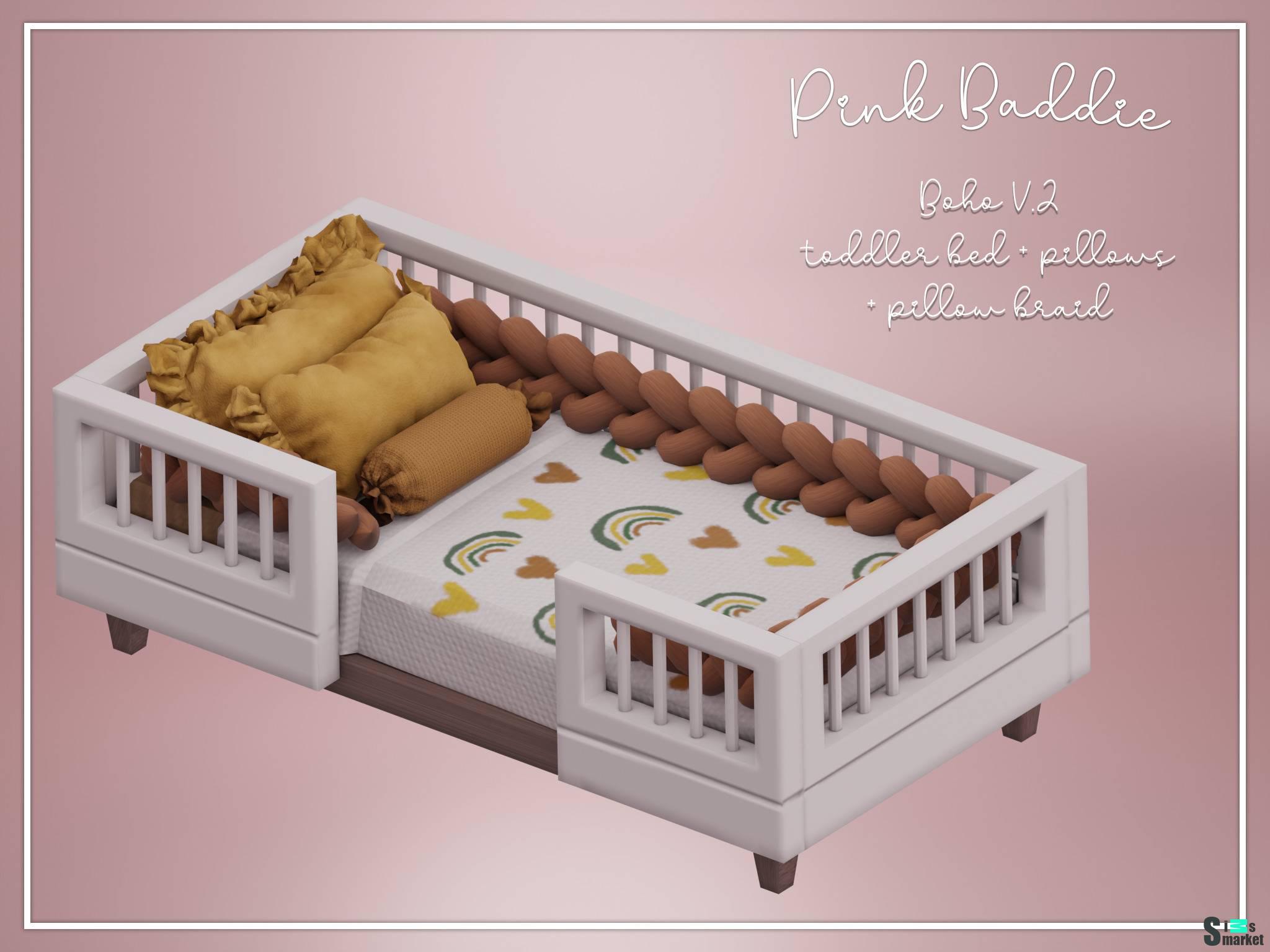 Кроватка для тоддлеров "Boho V2 toddler bed" для Симс 4 для Симс 4. Скачать мод