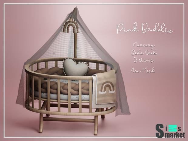 Кроватка"Nursery Boho Crib"-для Симс 4 для Симс 4. Скачать мод