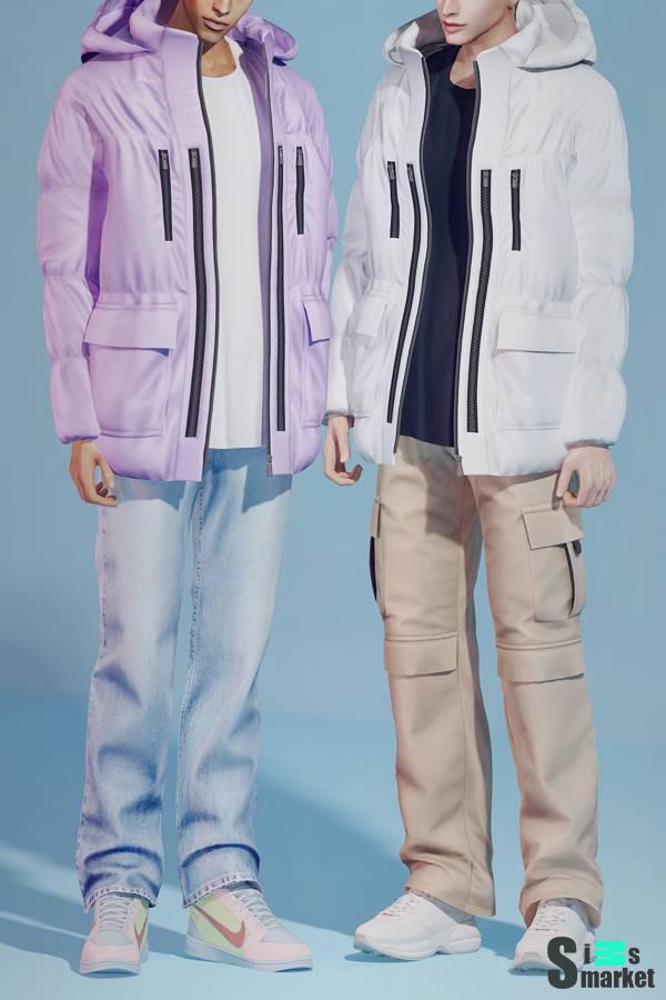 Куртка и футболка для симов "KK Down jacket" для Симс 4 для Симс 4. Скачать мод