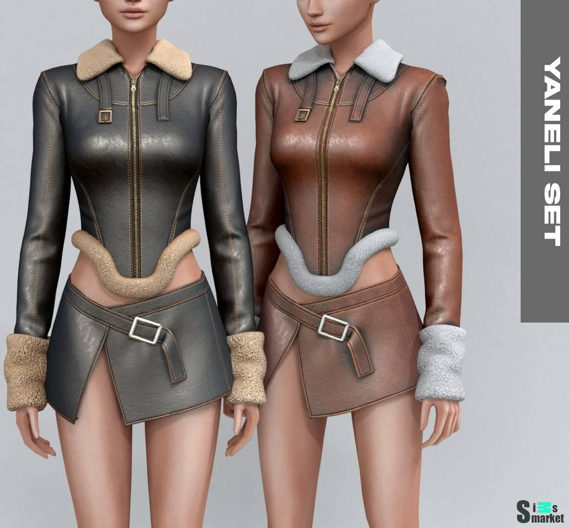 Куртка и юбка "Yaneli Set" для Симс 4 для Симс 4. Скачать мод