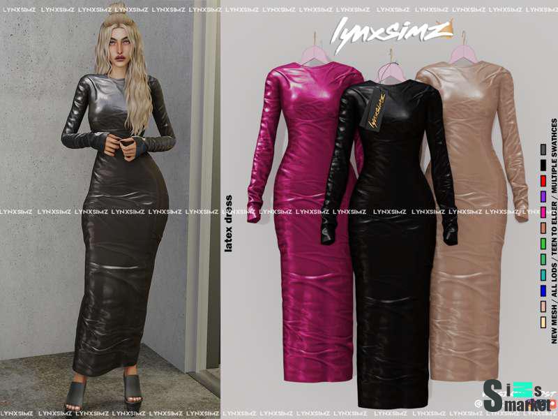 Латексное платье для Симс 4. Скачать мод