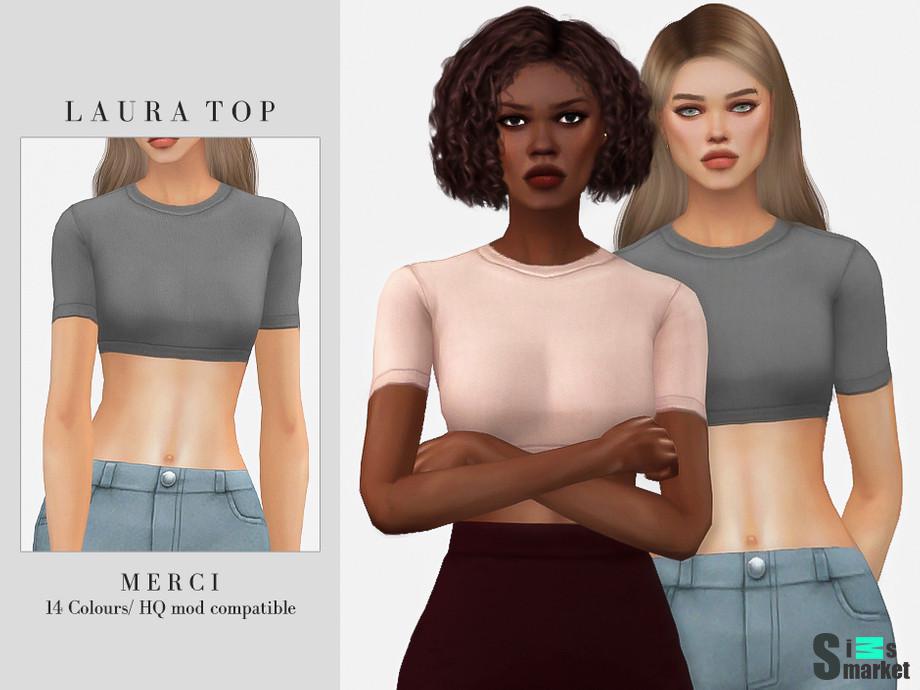 Laura Top by -Merci- для Симс 4. Скачать мод