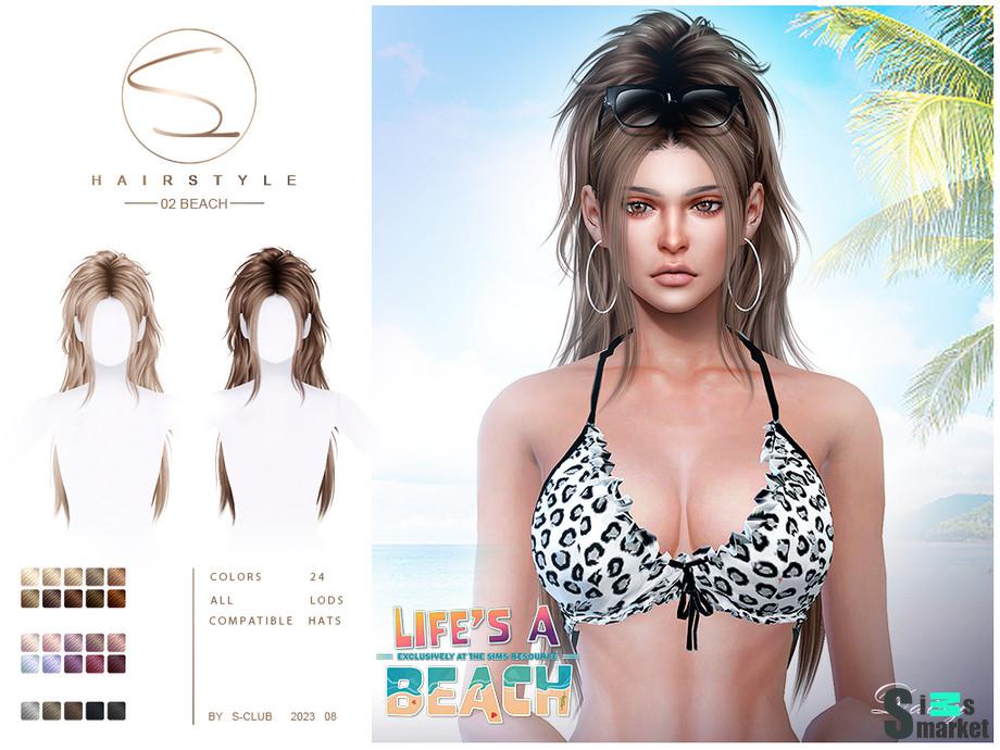 Life's a beach hairstyle 02 для Симс 4. Скачать мод