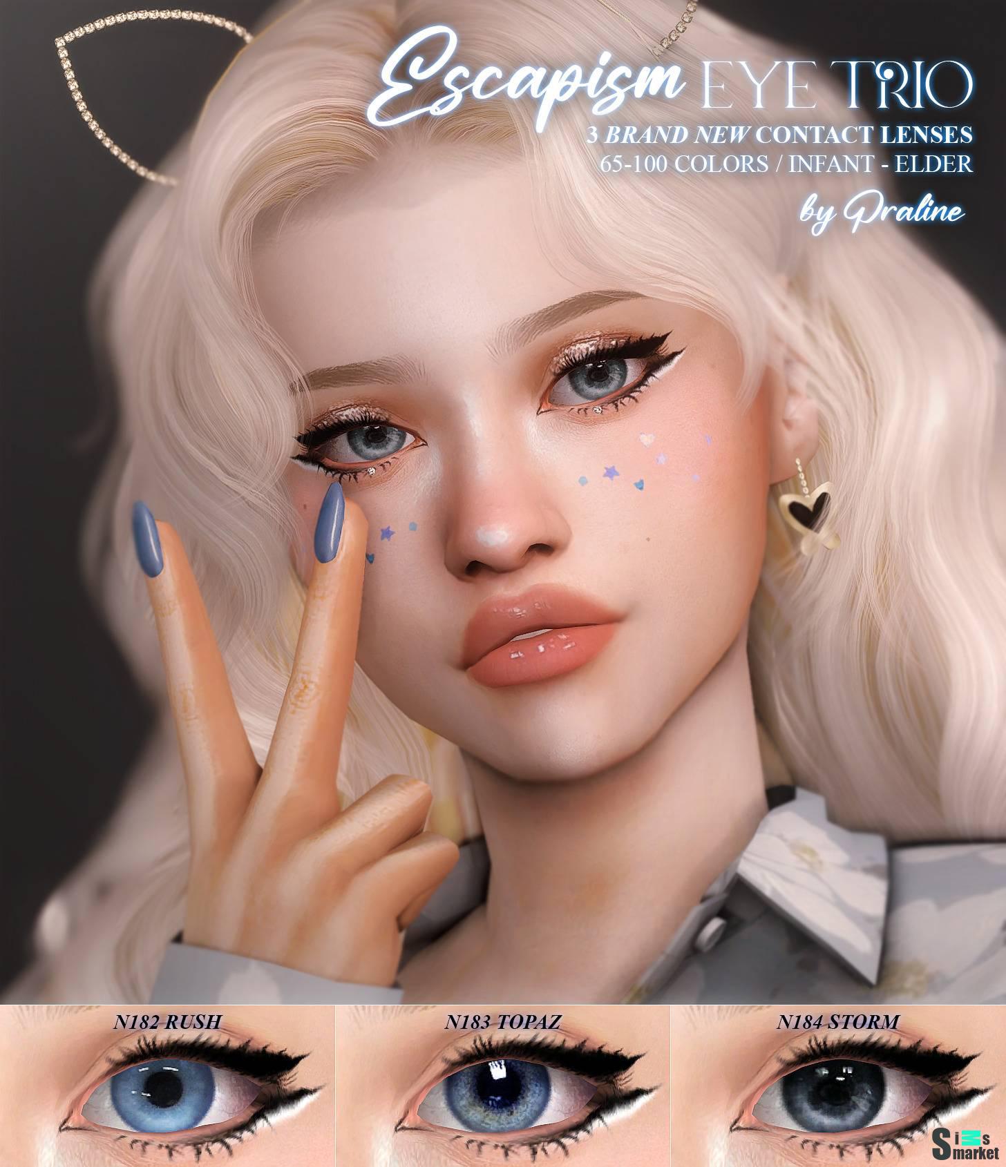 Линзы "ESCAPISM Eye Trio" для Симс 4 для Симс 4. Скачать мод