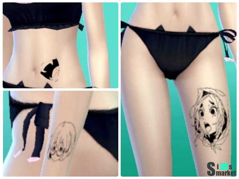 Little anime tattoo pack  для Симс 4. Скачать мод