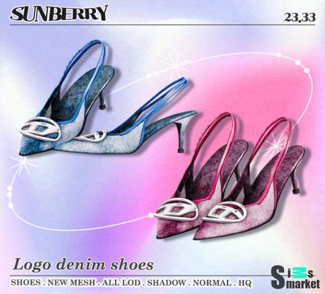 Logo denim shoes Sunberry DIESEL для Симс 4. Скачать мод