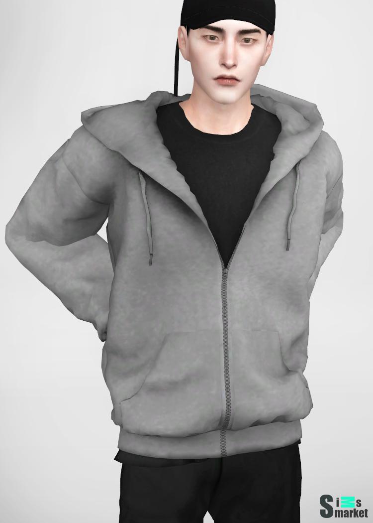Loosefit zip up hoodie для Симс 4. Скачать мод