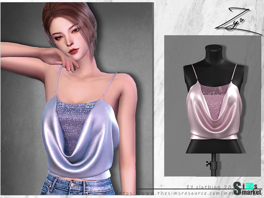 Майка Sequin by _zy для Симс 4. Скачать мод