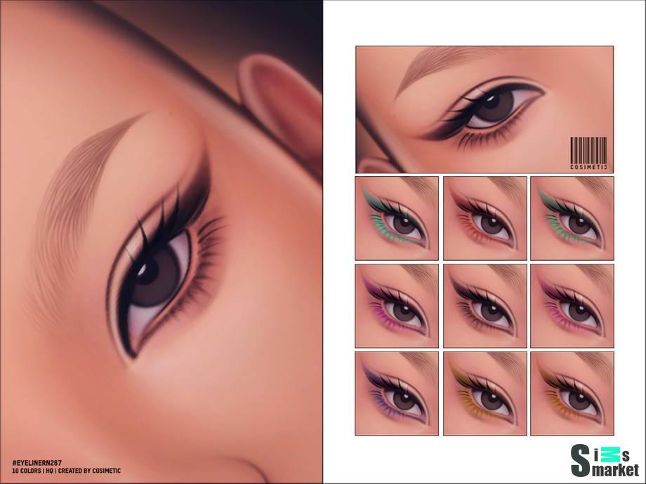 Макияж глаз и 2D ресницы "Eyeliner With 2D Eyelashes N267" для Симс 4 для Симс 4. Скачать мод