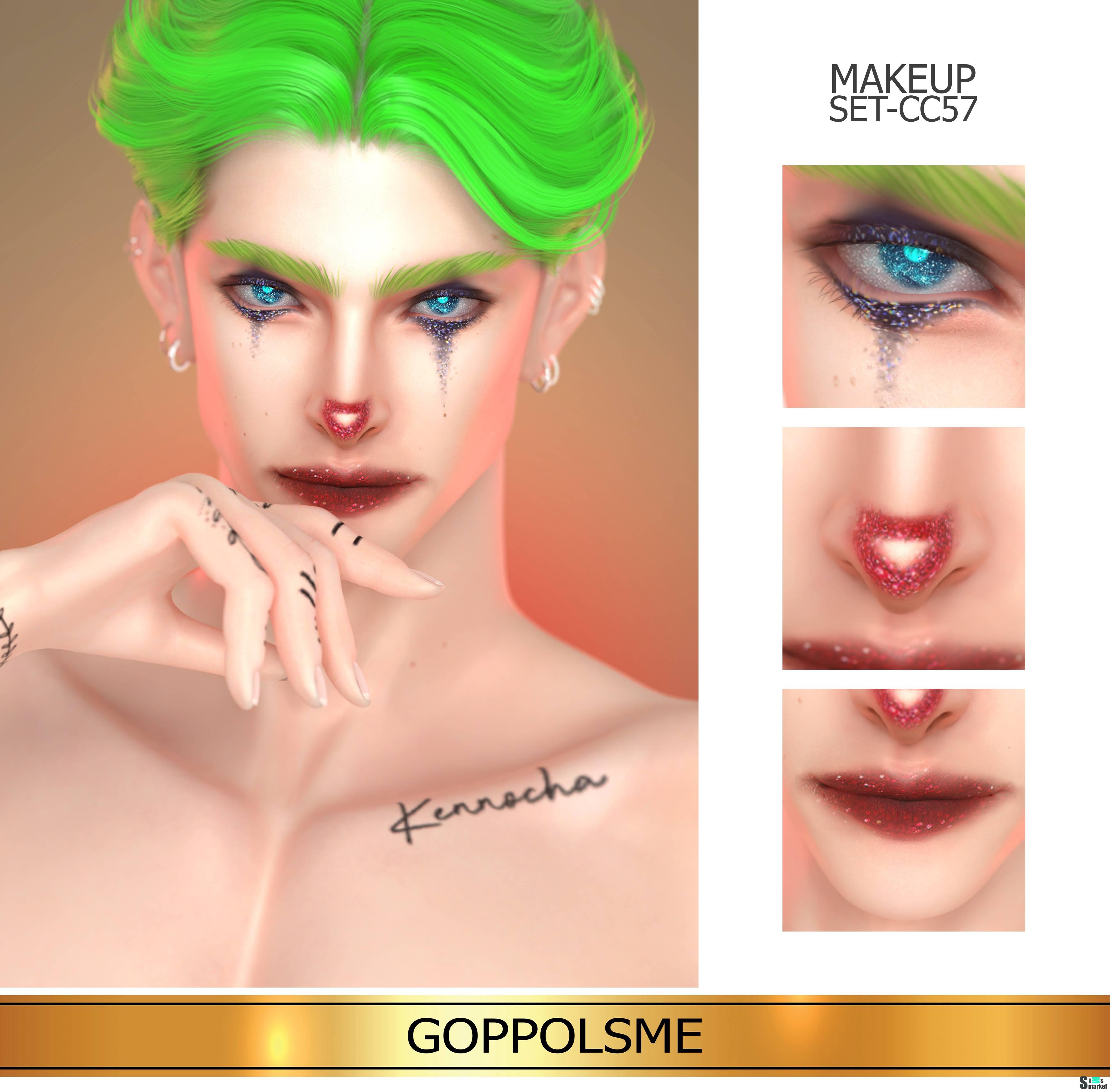 Макияж клоуна "MAKEUP SET CC57" для Симс 4 для Симс 4. Скачать мод