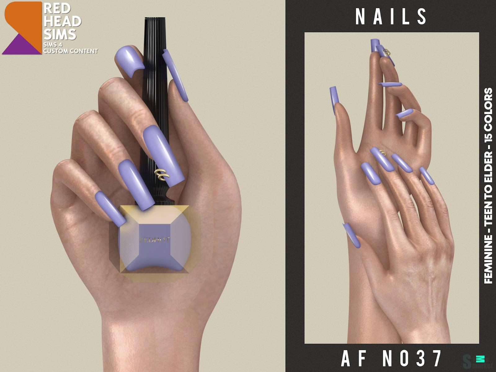 Маникюр "AF NAILS N037" для Симс 4 для Симс 4. Скачать мод