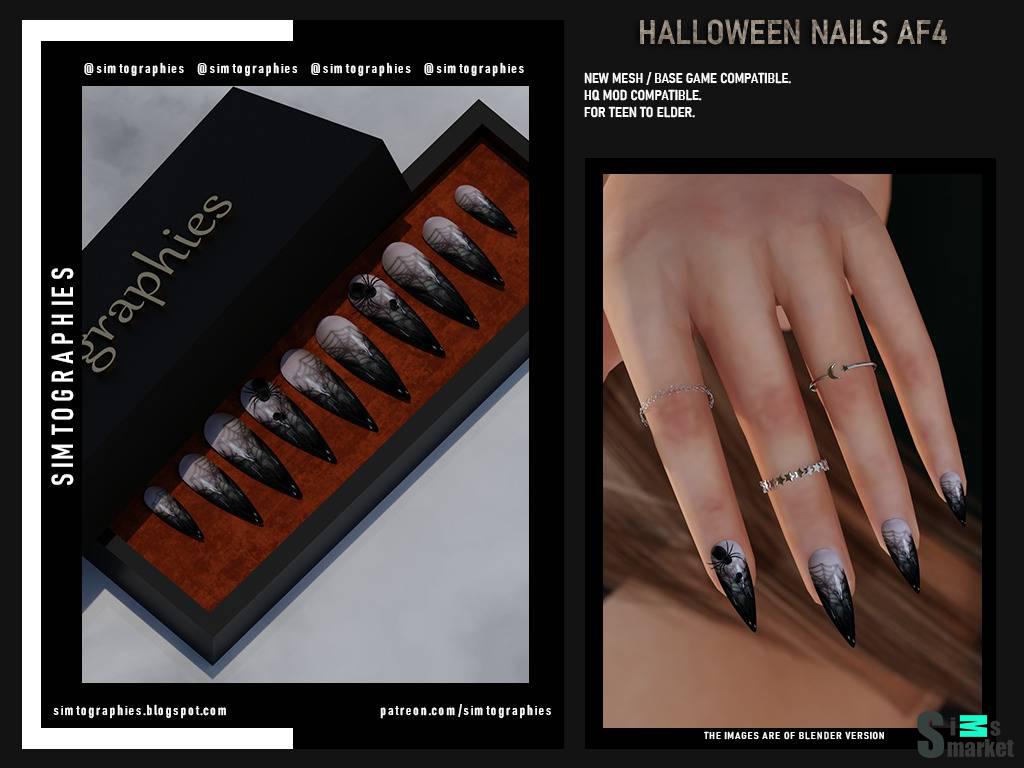 Маникюр "Halloween Nails AF4" для Симс 4 для Симс 4. Скачать мод