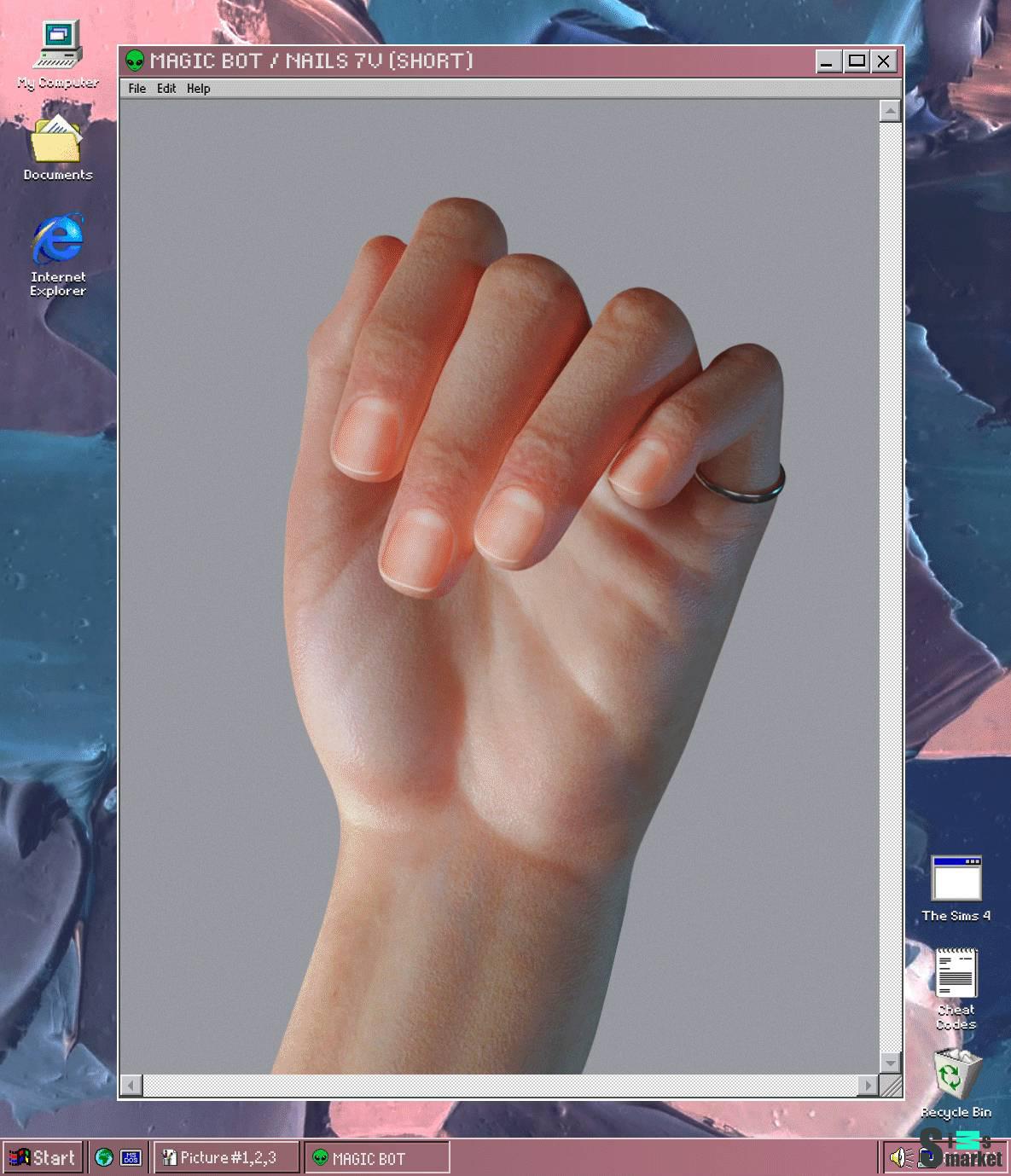 Маникюр "NAILS 7V (SHORT)"  для Симс 4. Скачать мод