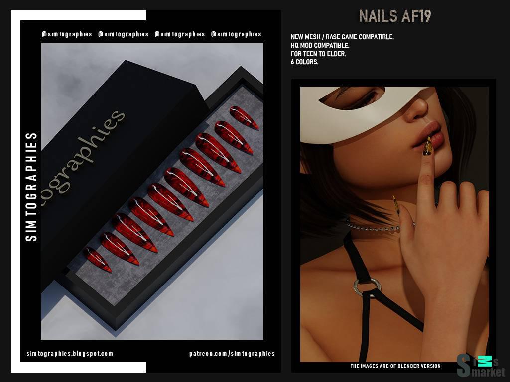 Маникюр "Nails AF19" для Симс 4. Скачать мод