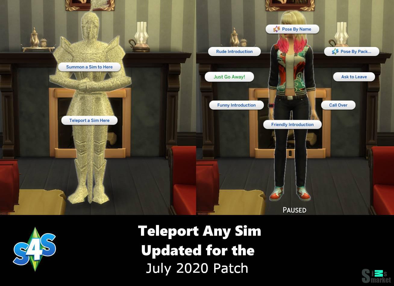 Мод для телепортации симов "Teleport Any Sim for the Knitting pack patc для Симс 4. Скачать мод