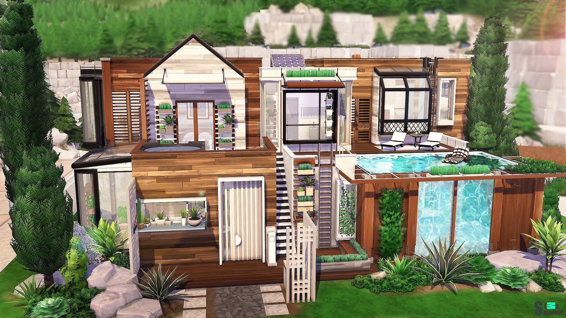 Modern Eco Home SarahAmina Жилой дом 30 x 20 для Симс 4. Скачать мод
