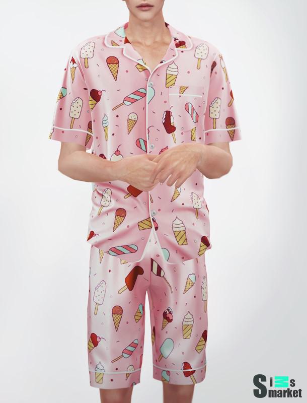 Мужская пижама "KK Pajama set" для Симс 4. Скачать мод