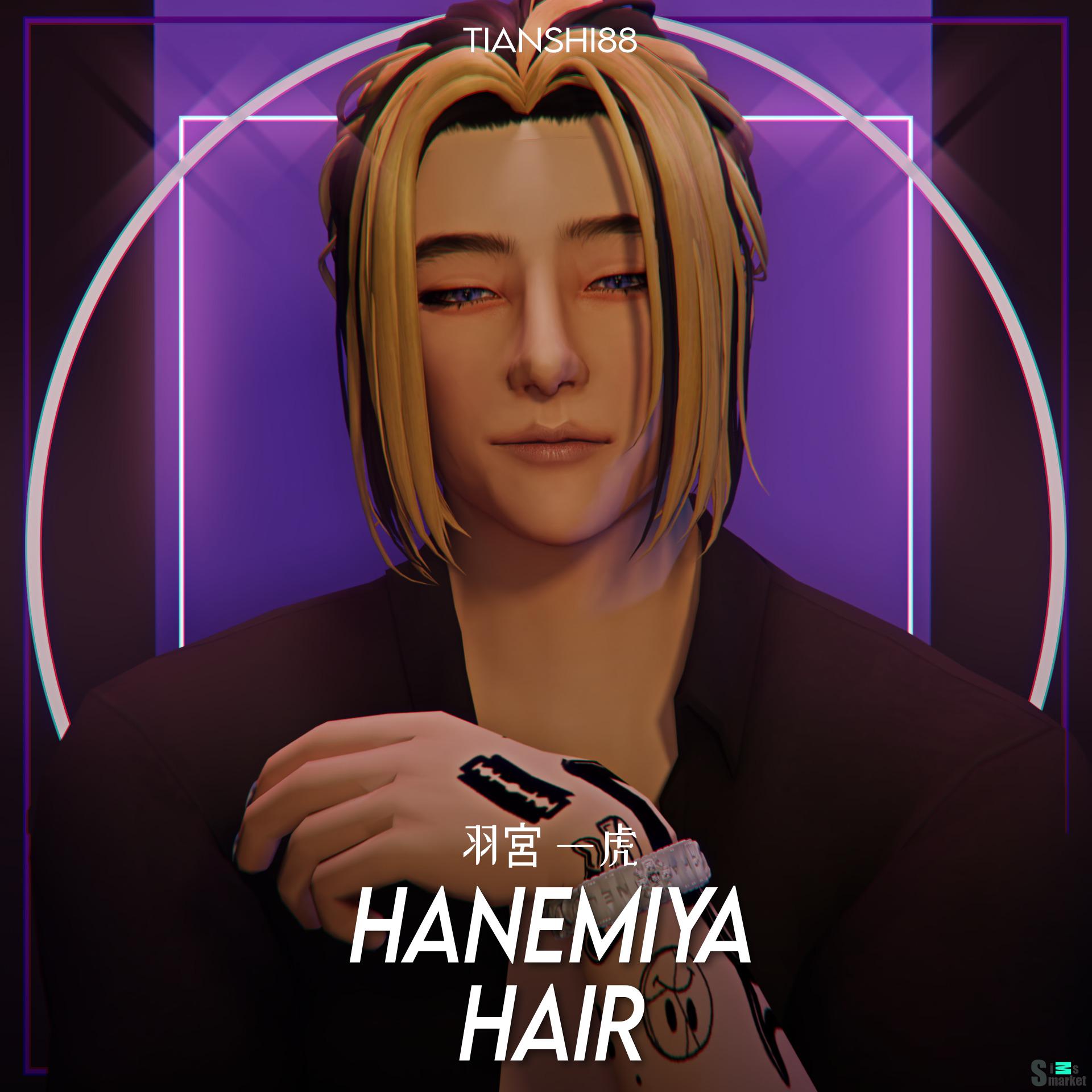 Мужская прическа "HANEMIYA HAIR" от TIANSHI88 для Симс 4. Скачать мод