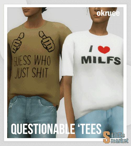 мужские футболки "questionable tees" для Симс 4. Скачать мод