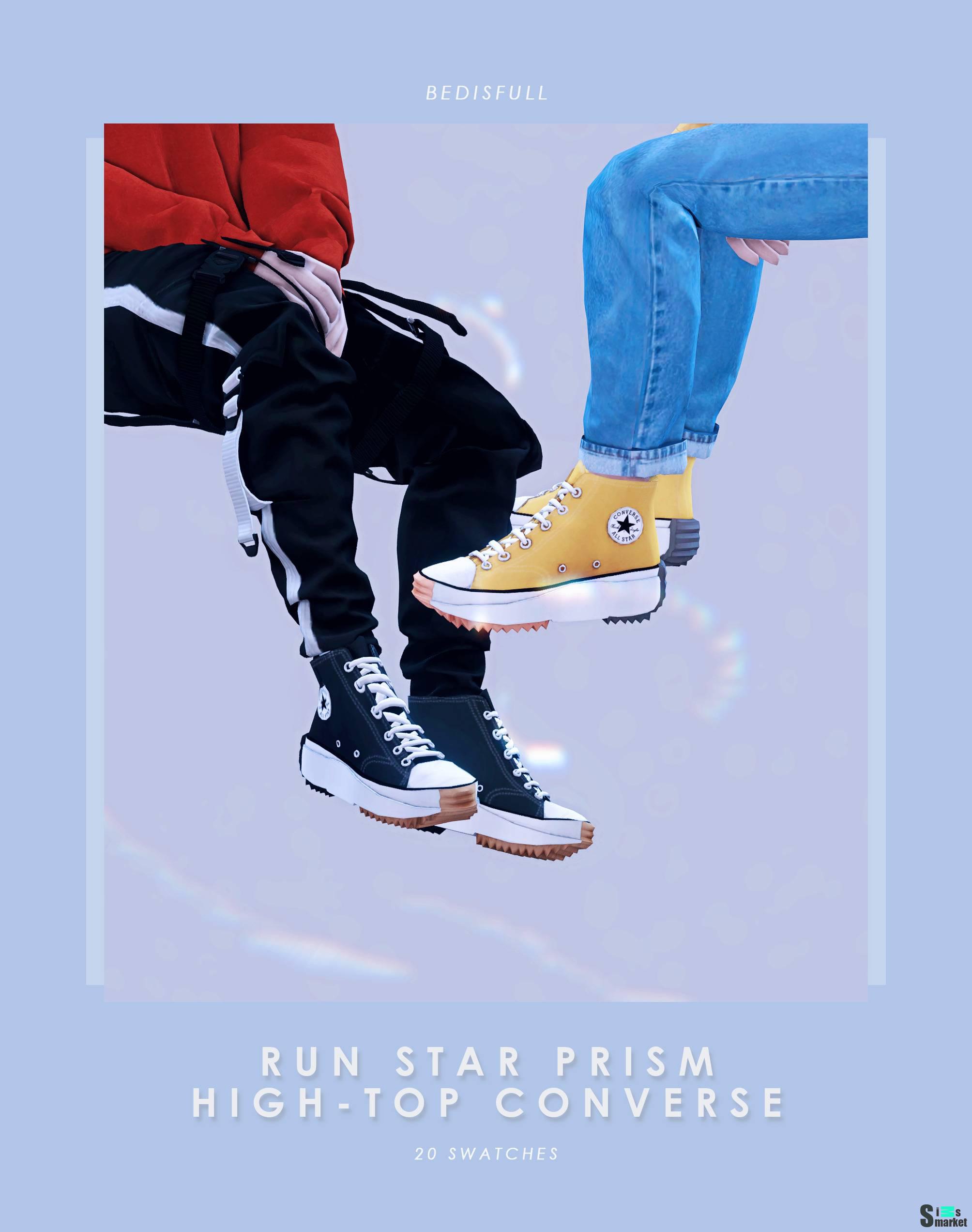 Мужские кеды "Run star prism high-top converse" для Симс 4 для Симс 4. Скачать мод