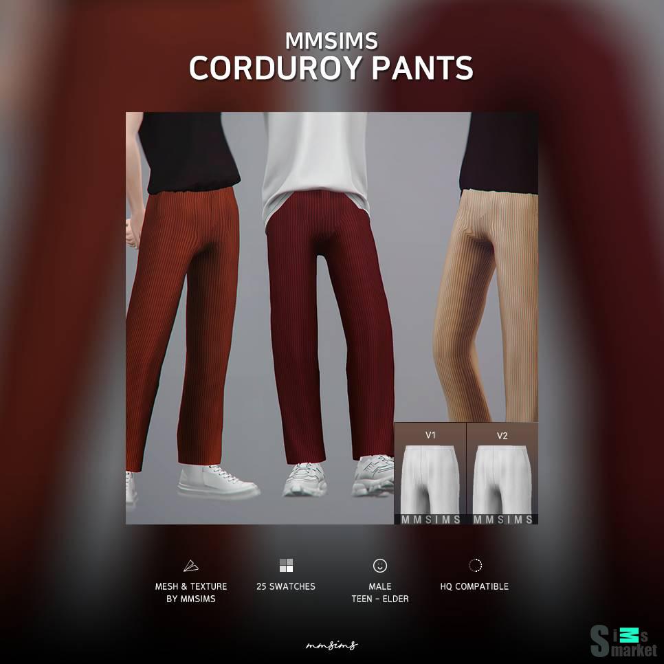 Мужские штаны "Corduroy Pants" для Симс 4 для Симс 4. Скачать мод