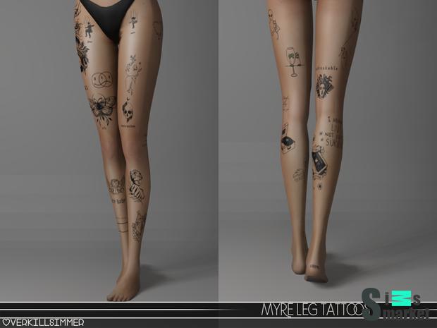 Myre Leg Tattoos для Симс 4. Скачать мод