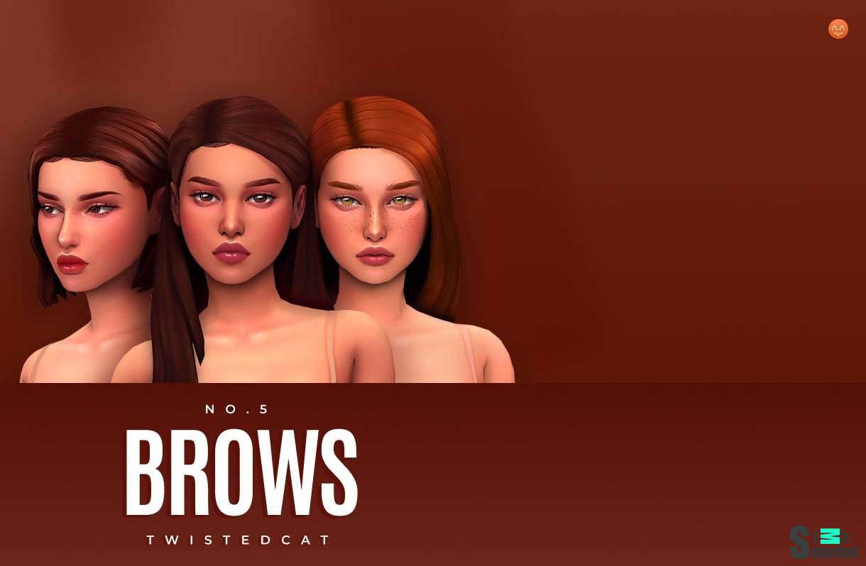 Набор бровей "Eyebrow set No5" для Симс 4 для Симс 4. Скачать мод