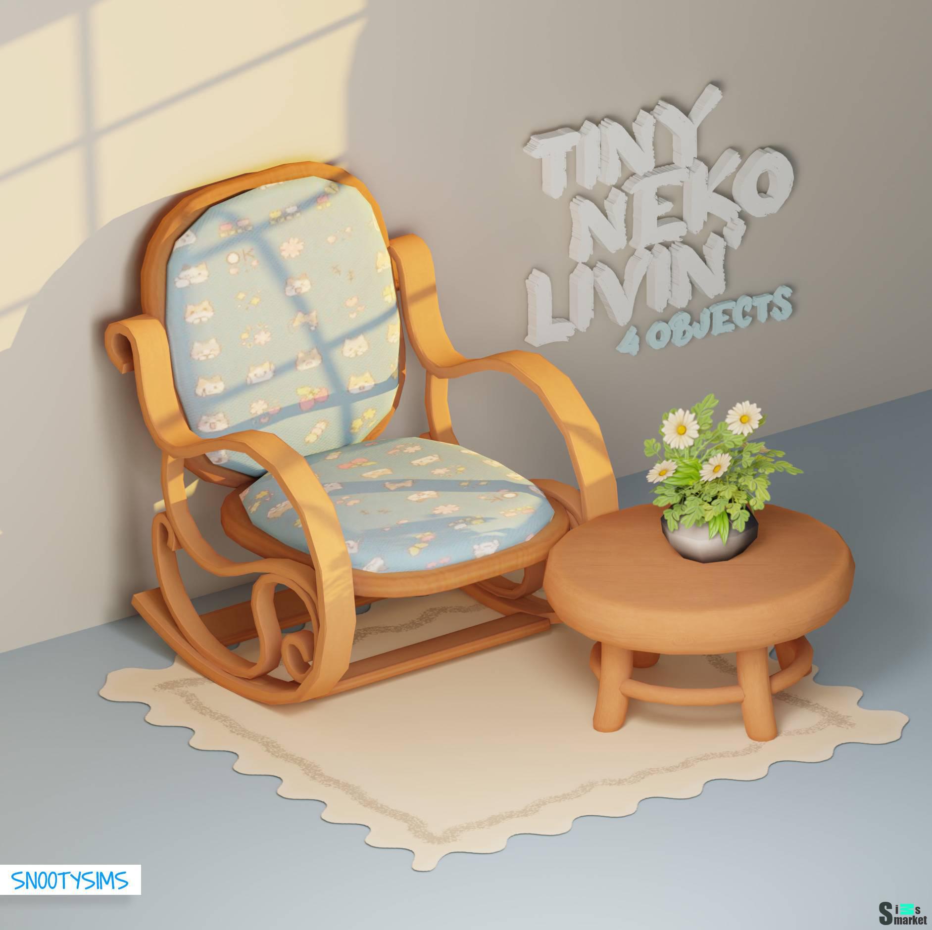 Набор для гостиной "TINY NEKO LIVIN' Set" для Симс 4. Скачать мод