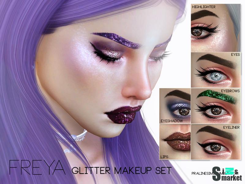 Набор "Freya Glitter Makeup Set" для Симс 4 для Симс 4. Скачать мод