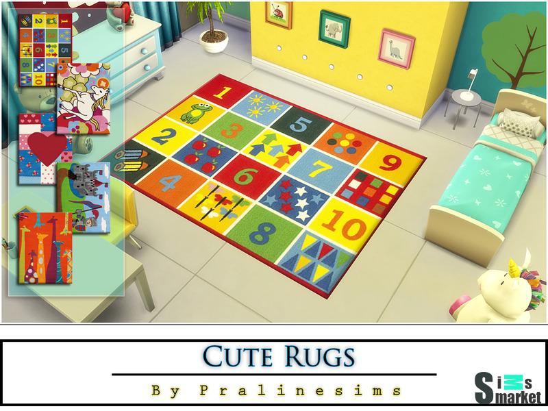 Набор ковров "Cute Rugs" для Симс 4 для Симс 4. Скачать мод