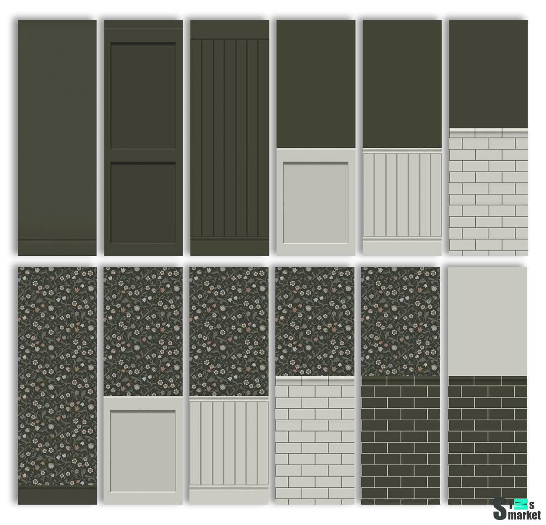 Набор настенных покрытий "English Country Wall Set" для Симс 4 для Симс 4. Скачать мод