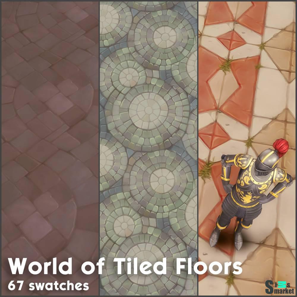 Набор покрытий для пола "World of Tiled Floors" для Симс 4 для Симс 4. Скачать мод